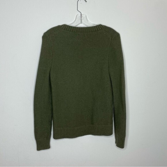 J. Crew Factory green crew neck knit sweater cotton/wool sweater - Picture 4 of 10